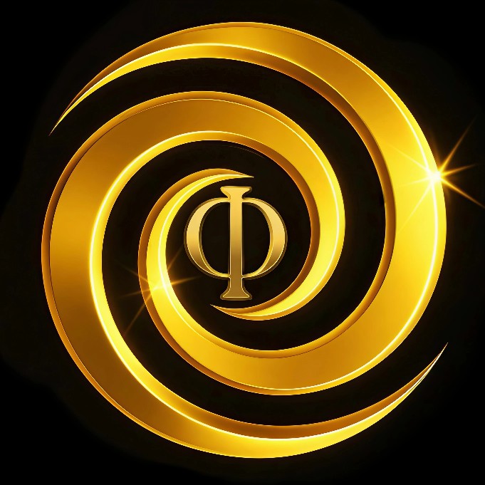 Golden Physics Project Logo - Golden Spiral with Phi Symbol representing celestial holography and quantum gravity research